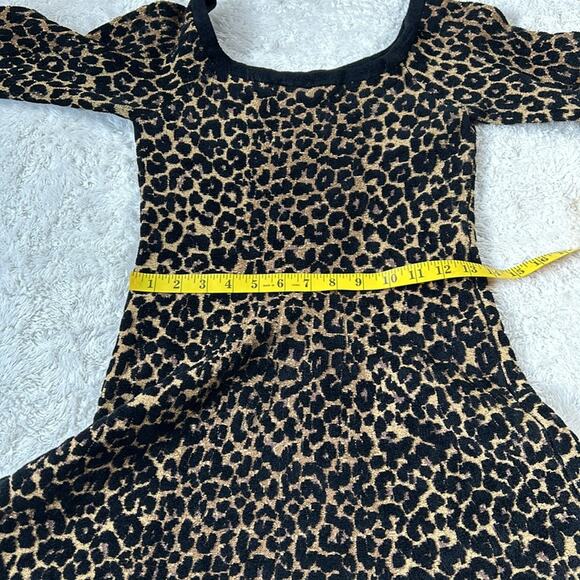 Ronny Kobo Rowan sweater dress leopard print long sleeved fit and flare, med - Picture 8 of 11